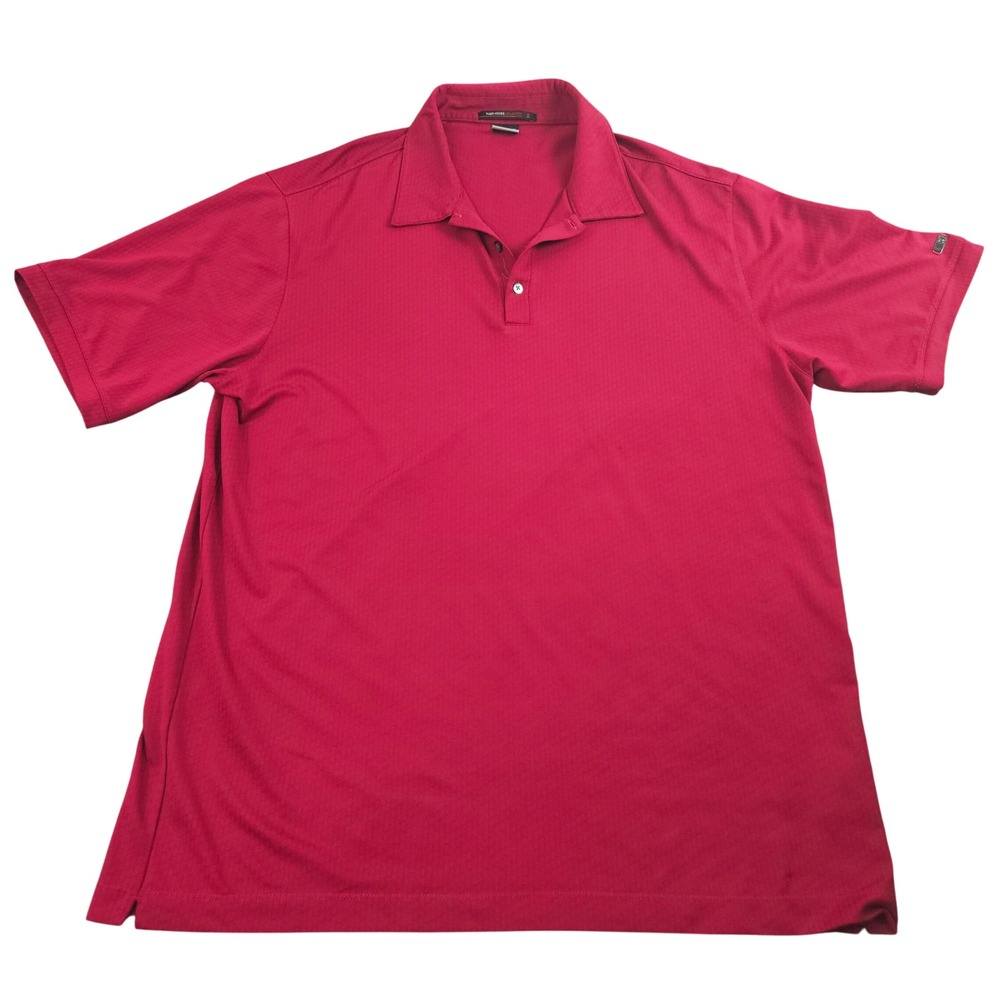 Tiger Woods Polo Shirt Size XL Red Solid Athletic Golf Athleisure Performance